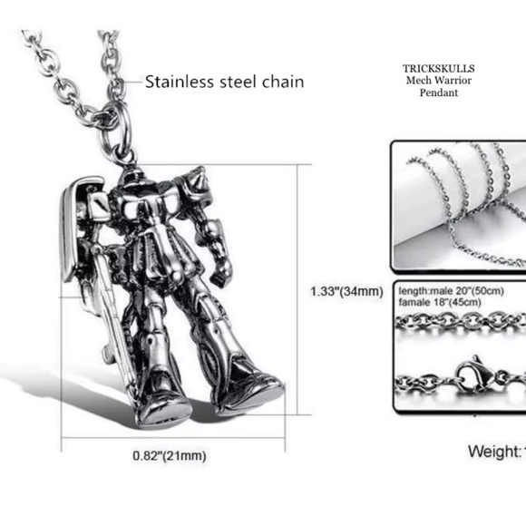 Mech Warrior Robot Gundam Anime Mechwarrior Gaming Charm 50cm Oval Link Chain - Picture 5 of 8